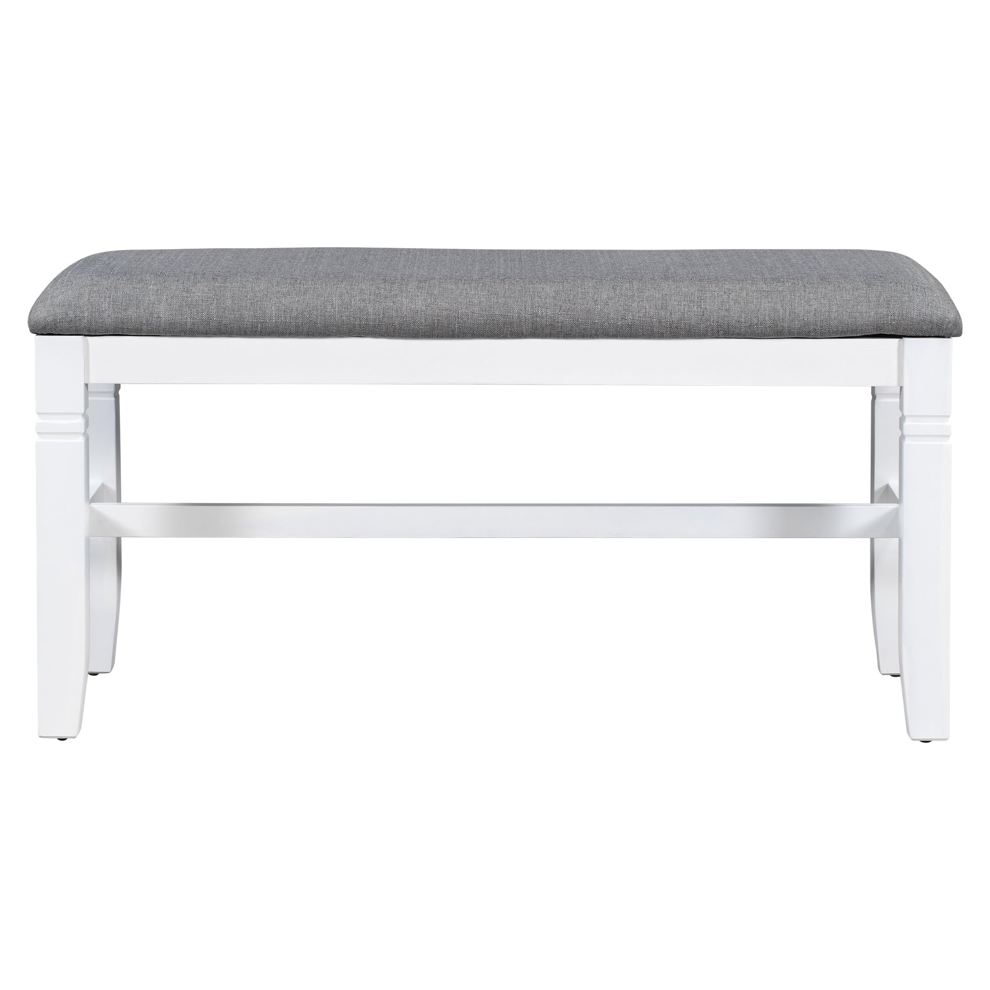 TOPMAX 6-Piece Wood Dining Table Set Kitchen Table Set with Upholstered Bench and 4 Dining Chairs, Farmhouse Style Gray+White