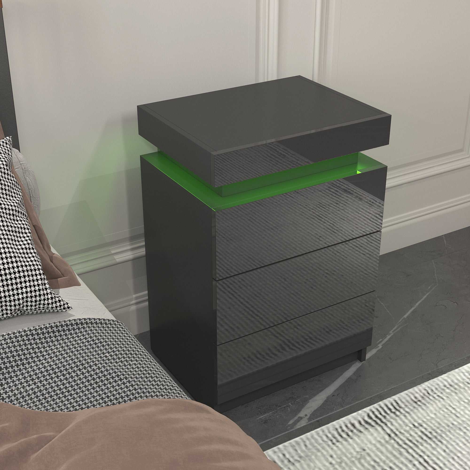 LED Black Nightstand