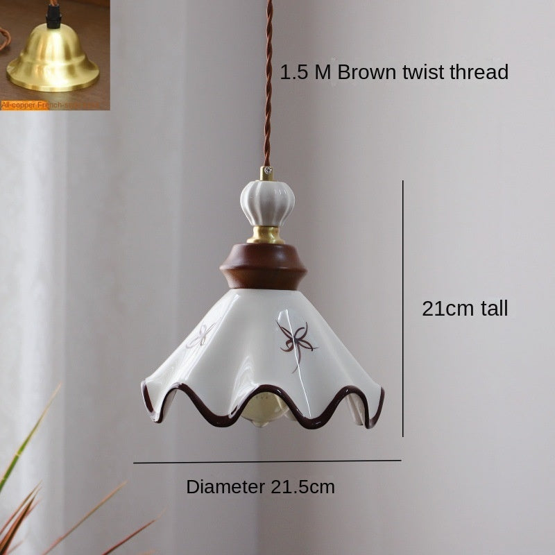 Diggia Vintage Hand-Painted Ceramic Pendant Light, French Cream Style for Restaurant, Bedroom, Entryway, Living Room, Guesthouse, Tea Room