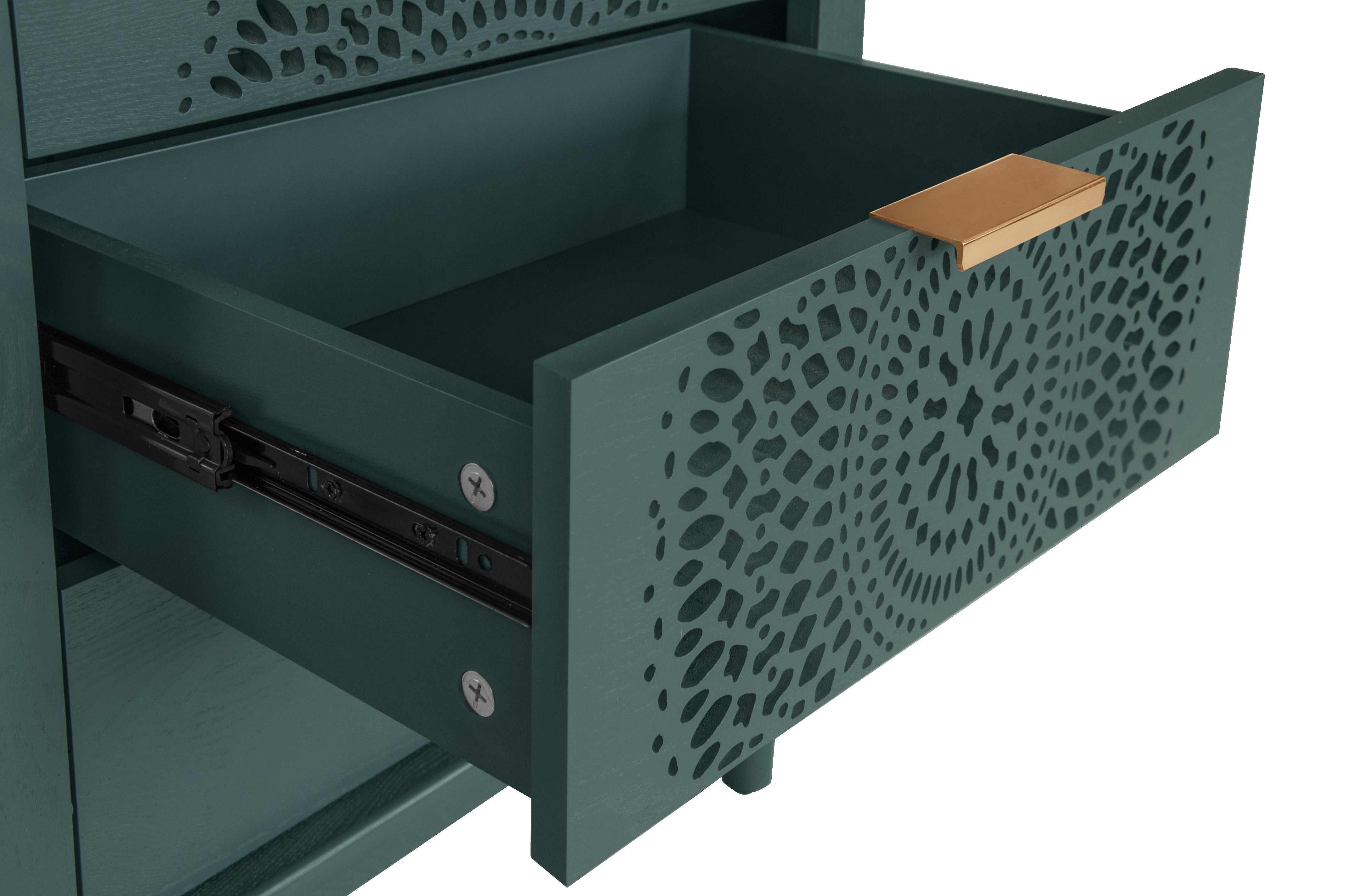 Hollow-Carved 3 Drawer Dresser -Stylish Storage Solution for Living Room