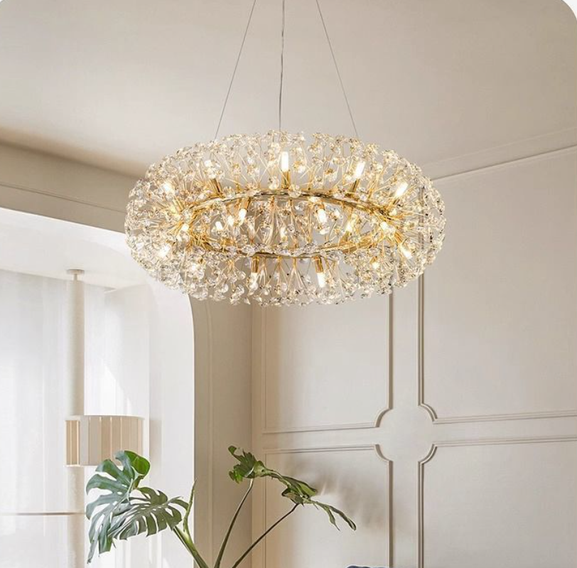 Dandelion crystal pendant light with multi-head LED design in crystal tricolor for luxury living room and dining room lighting