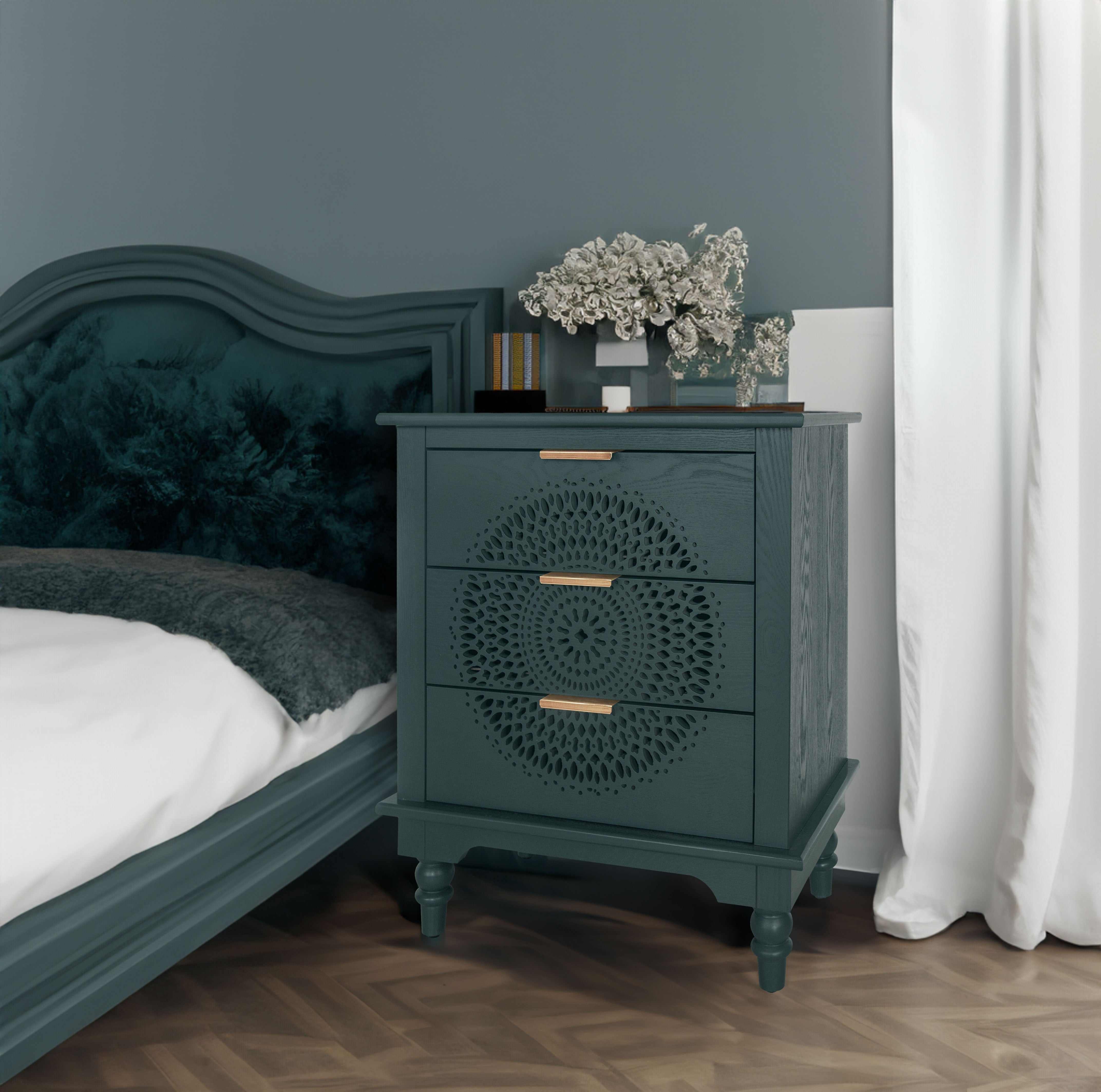 Hollow-Carved 3 Drawer Dresser -Stylish Storage Solution for Living Room