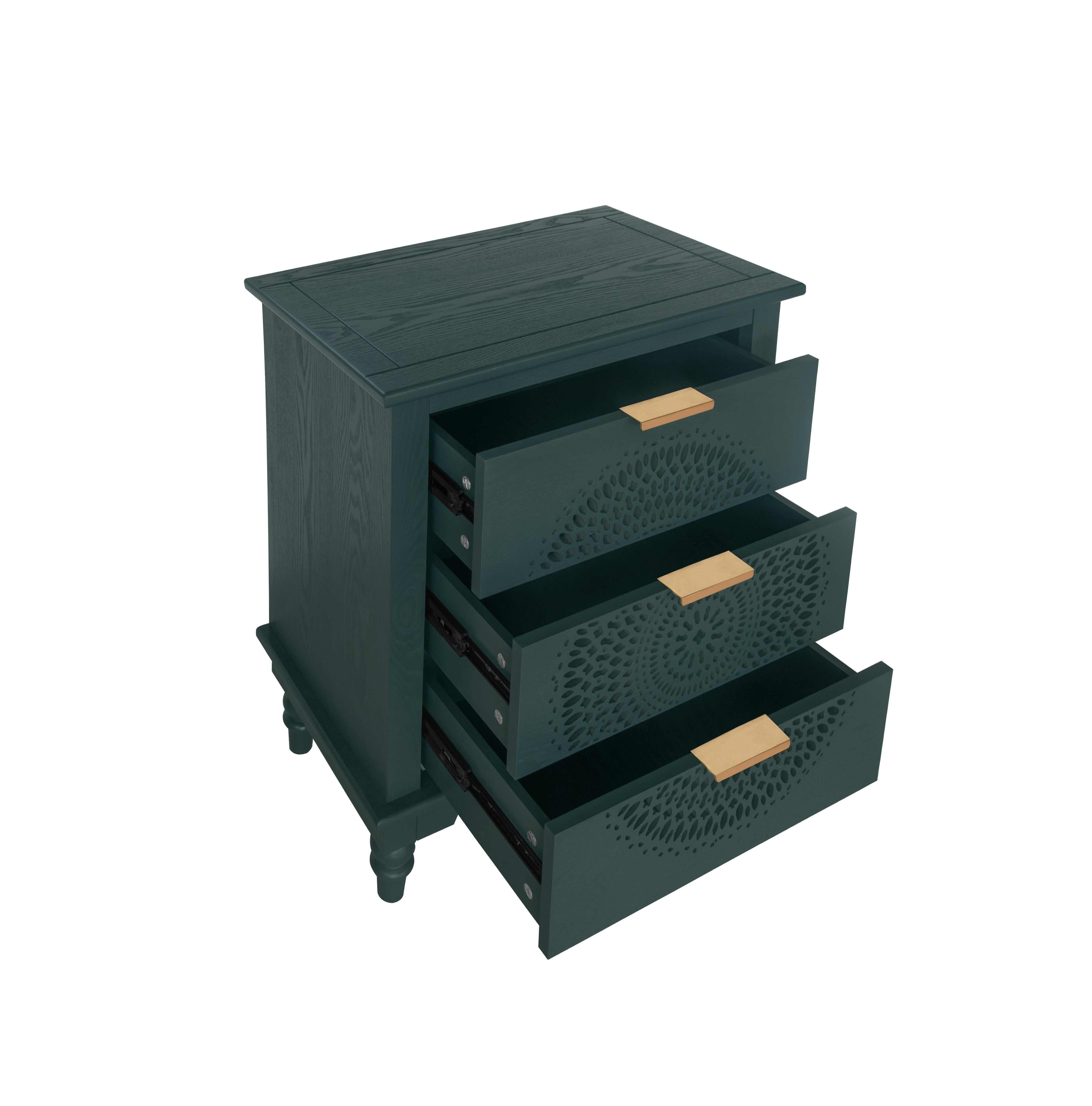 Hollow-Carved 3 Drawer Dresser -Stylish Storage Solution for Living Room