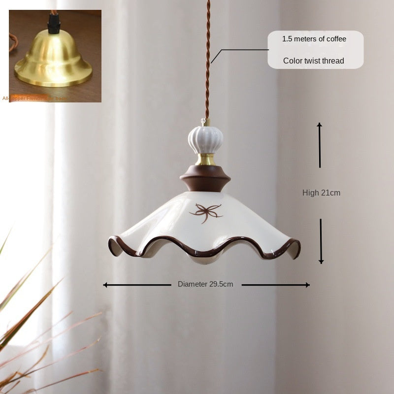 Diggia Vintage Hand-Painted Ceramic Pendant Light, French Cream Style for Restaurant, Bedroom, Entryway, Living Room, Guesthouse, Tea Room