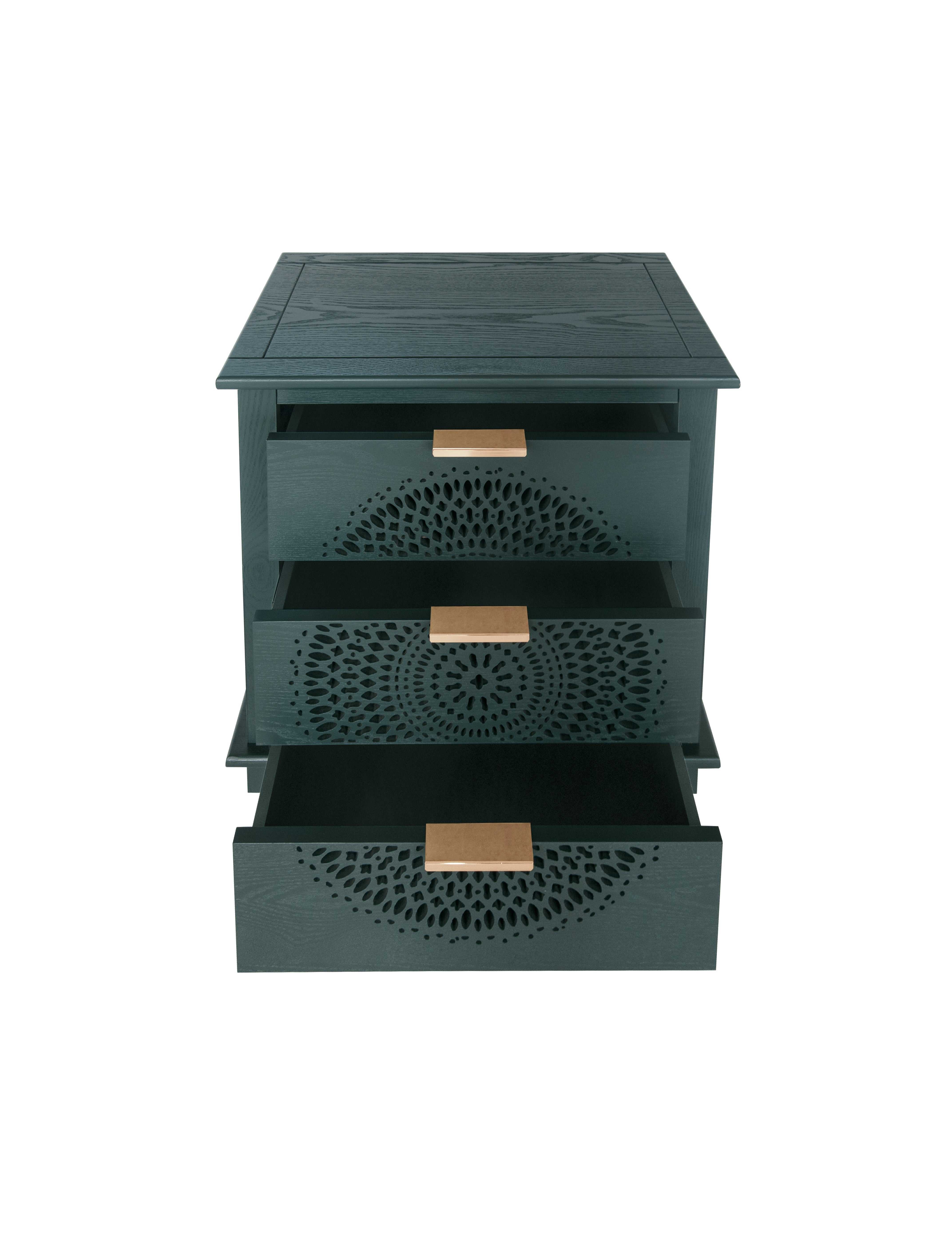 Hollow-Carved 3 Drawer Dresser -Stylish Storage Solution for Living Room