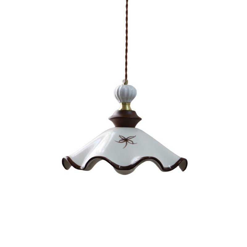 Diggia Vintage Hand-Painted Ceramic Pendant Light, French Cream Style for Restaurant, Bedroom, Entryway, Living Room, Guesthouse, Tea Room