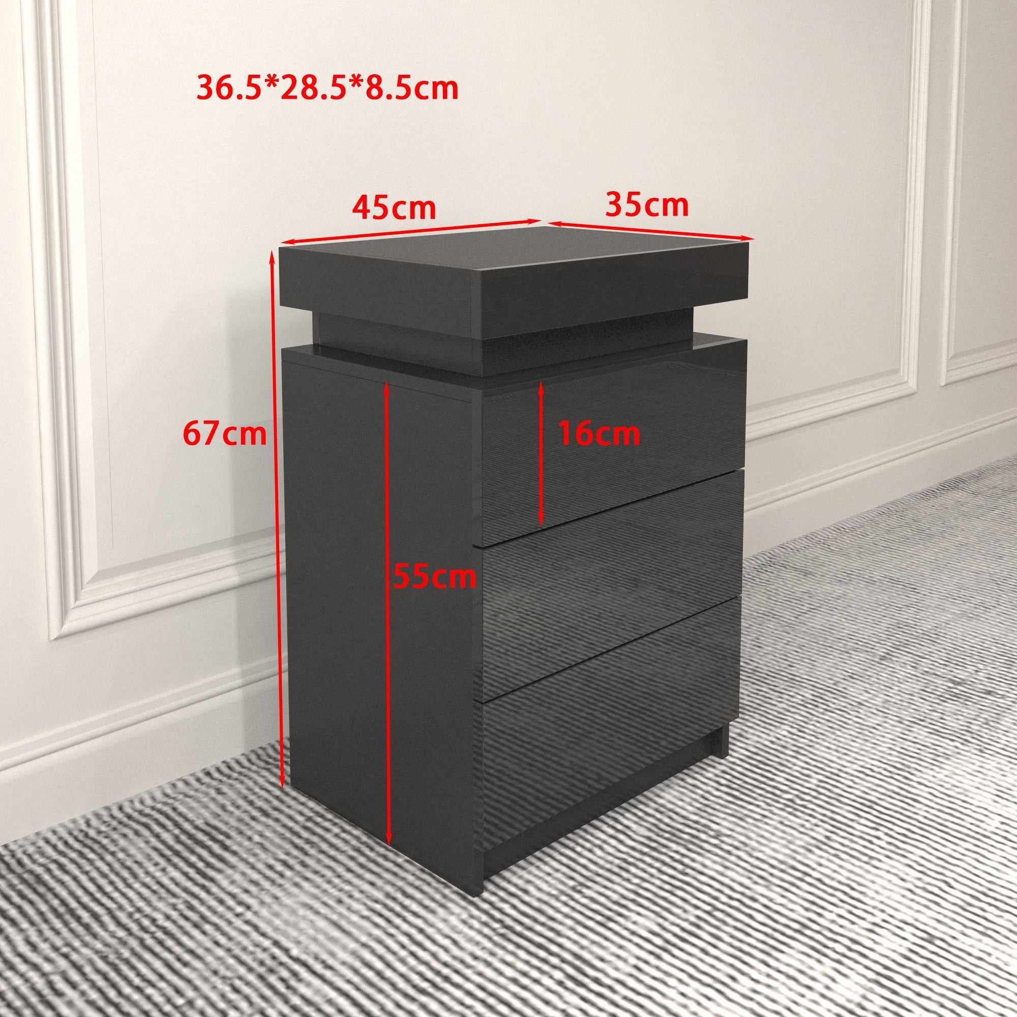 LED Black Nightstand