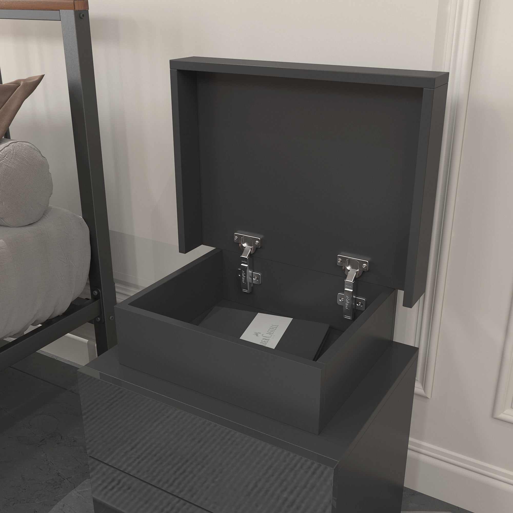 LED Black Nightstand