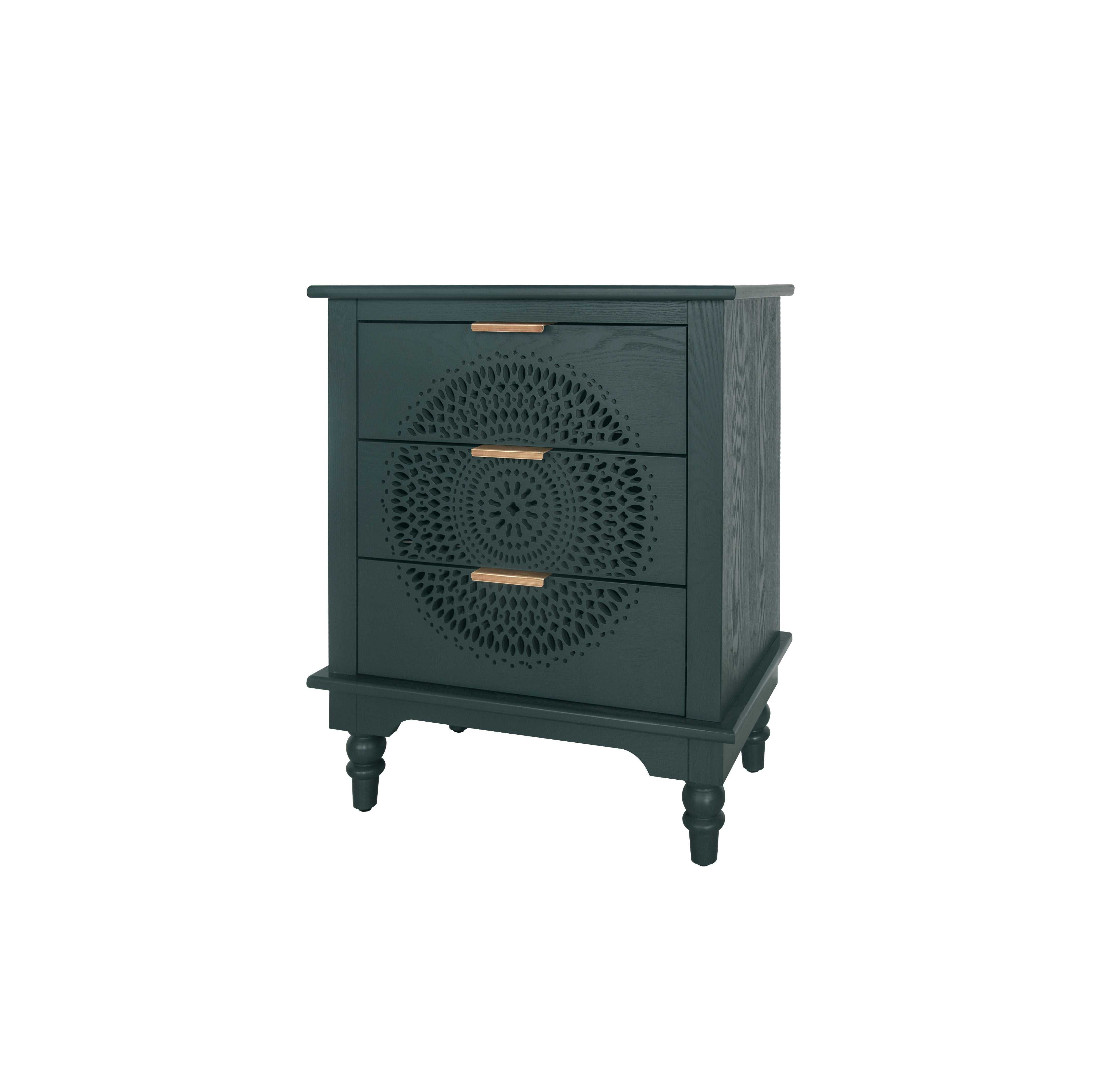 Hollow-Carved 3 Drawer Dresser -Stylish Storage Solution for Living Room